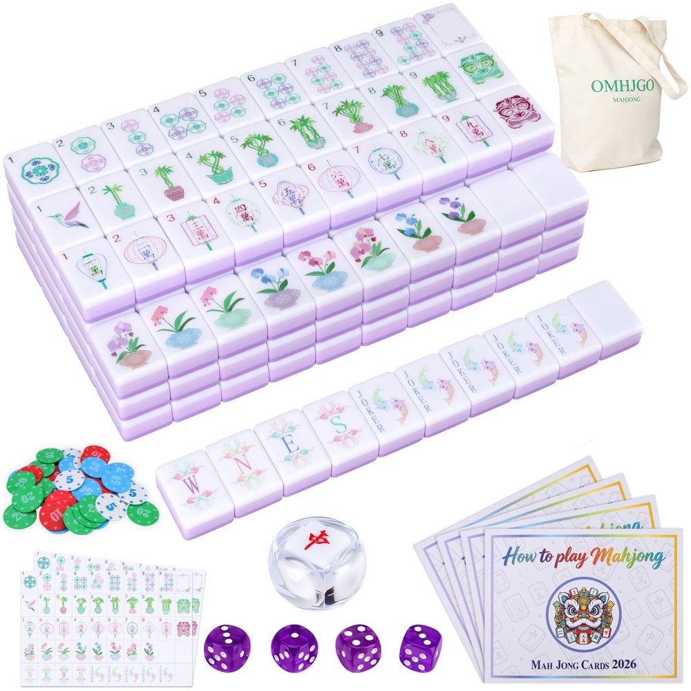 Board Game Mahjong - مجموعة ماجونغ أمريكية من الأكريليك بأربع