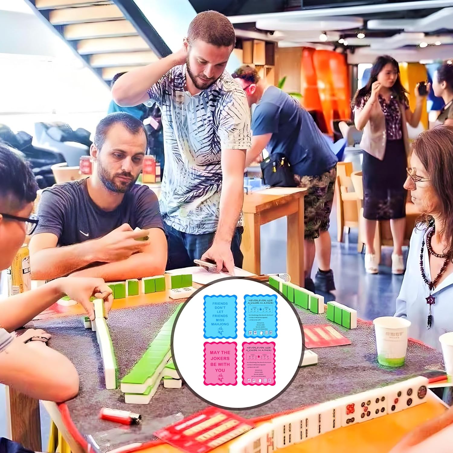 4 قطع من بطاقات خلط الماهجونغ  - مراجعة Board Game Mahjong وسعره
